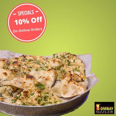 Enjoy 10% off on online orders of $20 & above. 
 www.bombaysizzlers.com