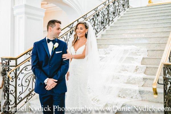 Having your first look on the stairs is so perfect here!