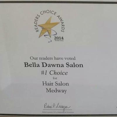 Bella Dawna Salon, voted #1 Hair Salon Medway 2014