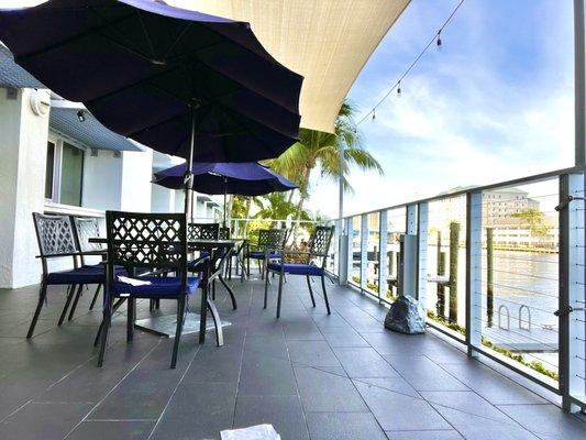 You can enjoy your breakfast on the waterfront patio