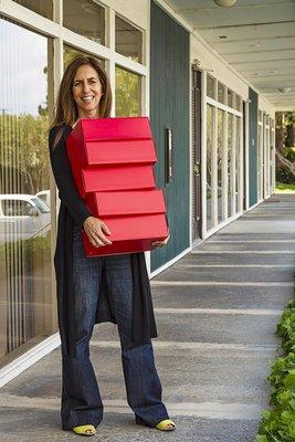 CEO and Founder of The Art Box Academy, Lauren Dennis-Perelmuter, getting pediatric Art Boxes ready for UCLA Mattel Children's Hospital.