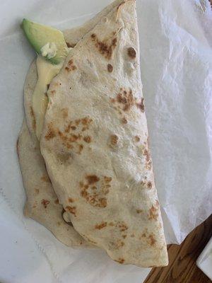 Baleada # 2 eggs beans avocado sour cream ann home made flour tortilla