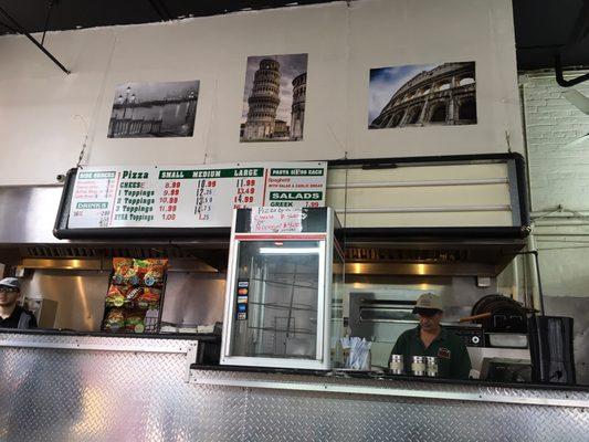 Menu and counter from one of the tables