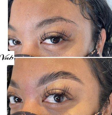 VNB Brow Lamination Before & After| Includes cleanup & Shaping!