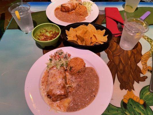 Shredded beef Chimichanga meal.