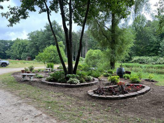 Lovely landscaping this cloudy morning.