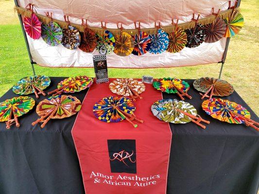 African print hand fans