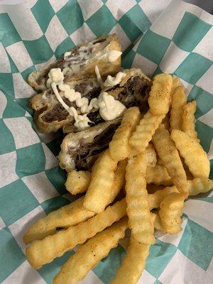 Cheese Steak Egg Roll Combo with fries