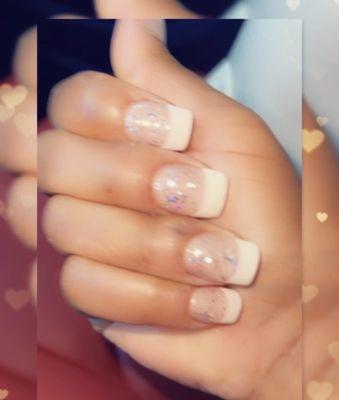 French tip with glitter by Leslie