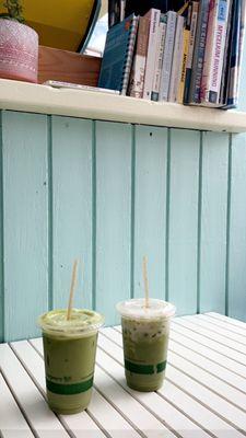 Iced matcha with oat milk