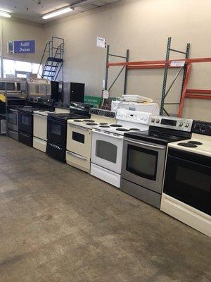 Used (donated) goods; stoves, refrigerators, tools and more.