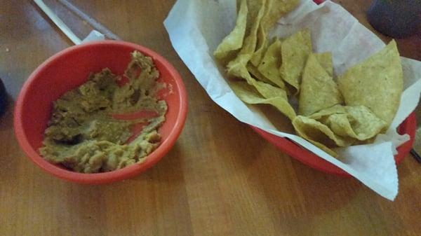 Complimentary Beans and chips.  Interesting