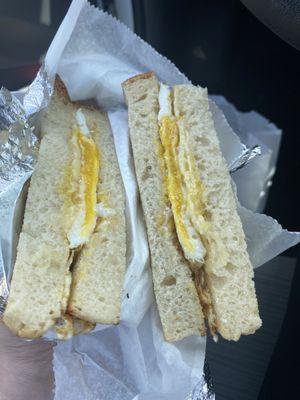 Egg and cheese on sourdough bread