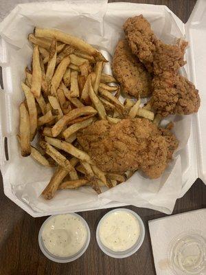 Chicken tenders combo with extra ranch.