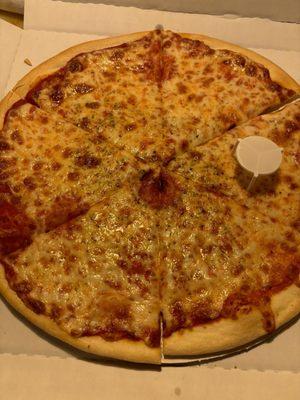 Take out 14 inch cheese thin crust pie cut - delicious