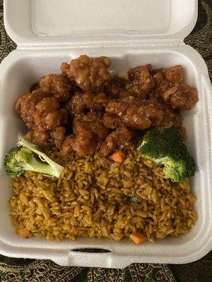 General Tso's Lunch Special with fried rice