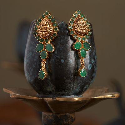 22K Lakshmi Emerald Earrings