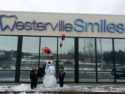 Enjoying the snow at Westerville Smiles