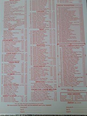 Full menu 2 of 2