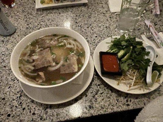 Beef pho with brisket