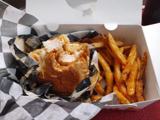 Chicken sandwich & fries.