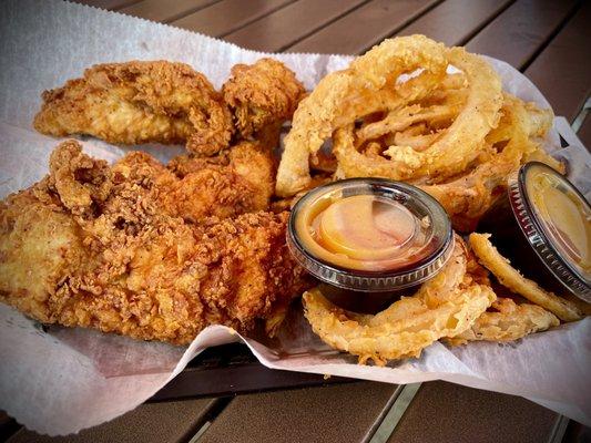 Chicken tenders on the patio