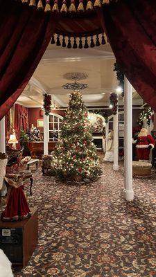 The downstairs sitting rooms decorated for Christmas