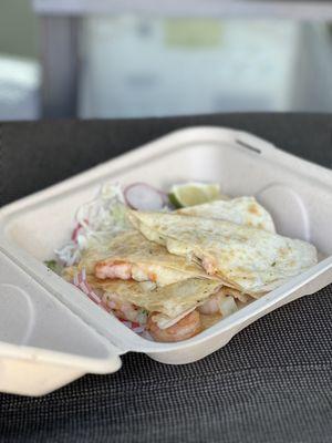 Grilled garlic shrimp quesadilla