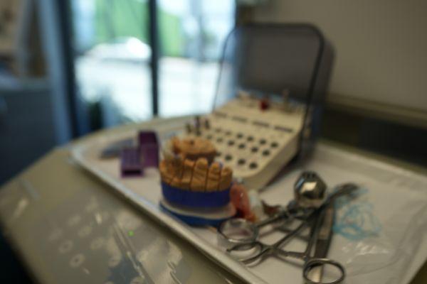 Dental implant material prepared for a missing tooth patient.