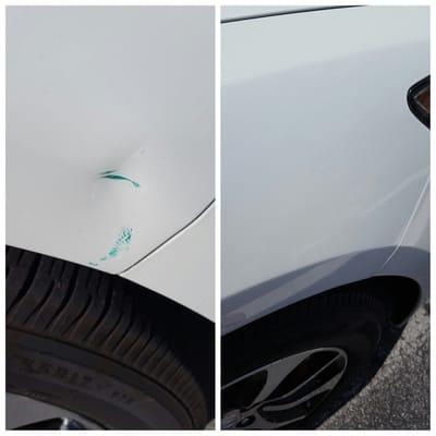 Before & after. Some tool dented my car in the parking lot.