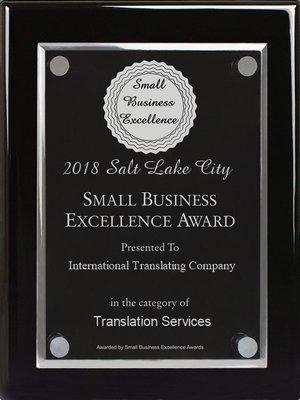 2018 Salt Lake City Small Business Award - Translation Services