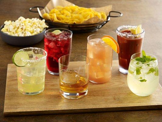 Cocktails, nachos, and popcorn