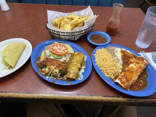 Rancho Grande Special Dinner: taco, chile relleno, chalupa, enchilada, burrito, rice & beans!