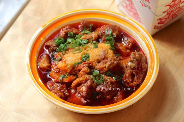 Takeout Steamed Ribs and Pumpkin with Meshed Rice Powder 粉蒸排骨 ($16.95) - good but too salty