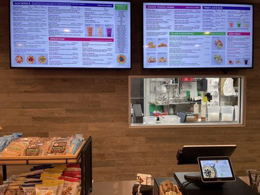 Ordering counter and menu boards.