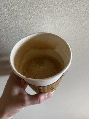 3/4 cup full burnt latte.