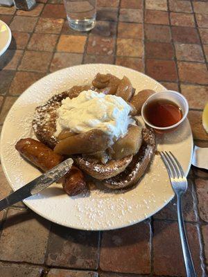 Apple cinnamon waffles and sausage.