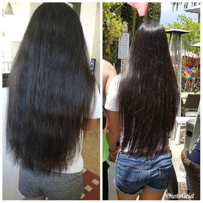 The left is my daughter's natural hair. Pic on right is 3 days after the treatment, after snorkeling & air dried in the sun!!