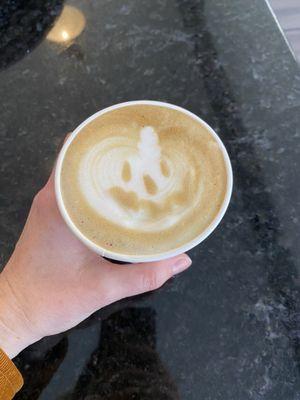 Latte with Halloween art