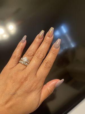 Full set, ombré with gold design