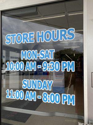 Store hours.