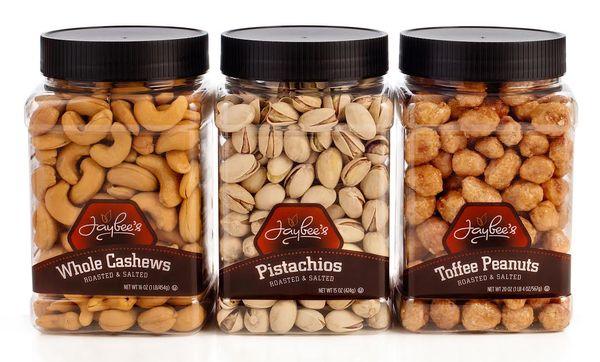 Nuts Gift Box 3 pack TastyToffee Peanuts, Pistachios Dry Roasted Salted, Deluxe Whole Cashews Roasted Salted