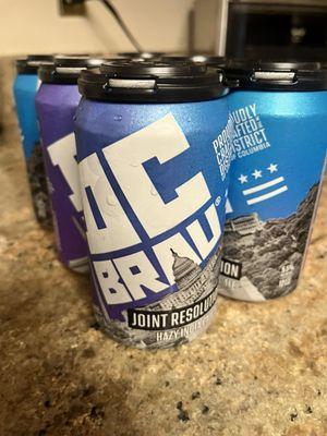 Six pack of DC Brau beer.