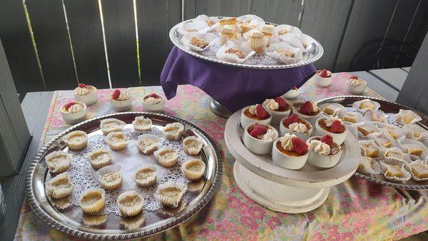 Desserts!  Raspberry creme brulee, key lime, raspberry lemon bars all yummy