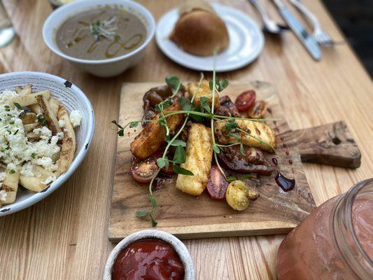 Cheese and tomatoes. Mushroom soup. Truffle fries.