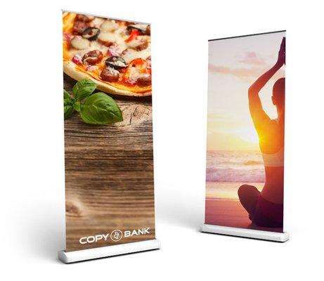 Poster printing, outdoor displays, signs, retractable or X banners, fabric, mesh or flag banners, digital signage and more!