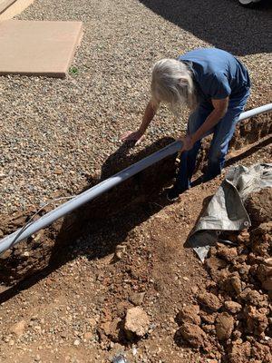 Installing 2 1/2" conduit for power to auxiliary buildings casitas/mother-in-laws)