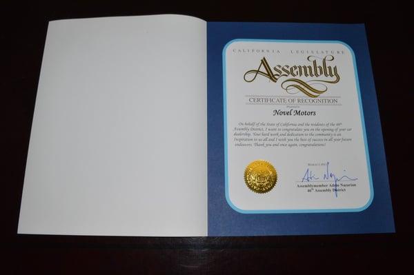 Thanks To The Legislature Assembly For This AMAZING Certificate Of  Recognition