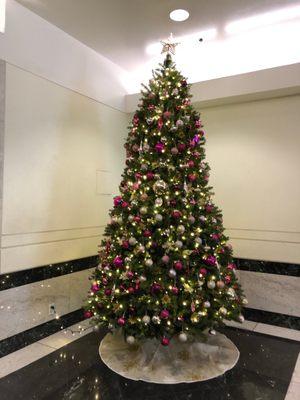 Lobby elegantly decorated Christmas