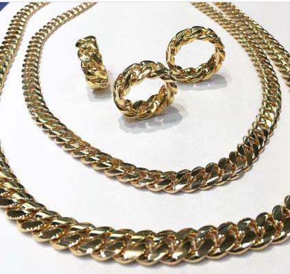 100% 14K handmade Cuban link chains, bracelets, and rings. All custom made in length and thickness of your preference